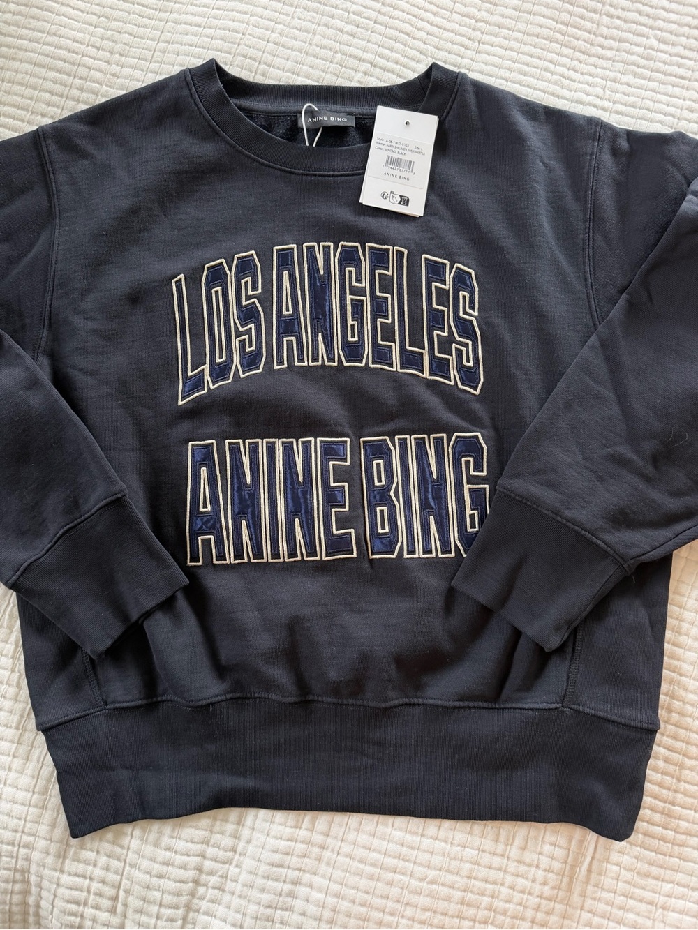 Anine Bing Los Angeles Logo Crewneck Sweater - dark navy blue NWT